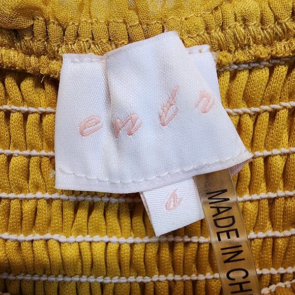 Anthropologie Ruffle Smocked Maxi Dress Size S Dark Yellow Cottage Prairie Boho - Picture 16 of 16